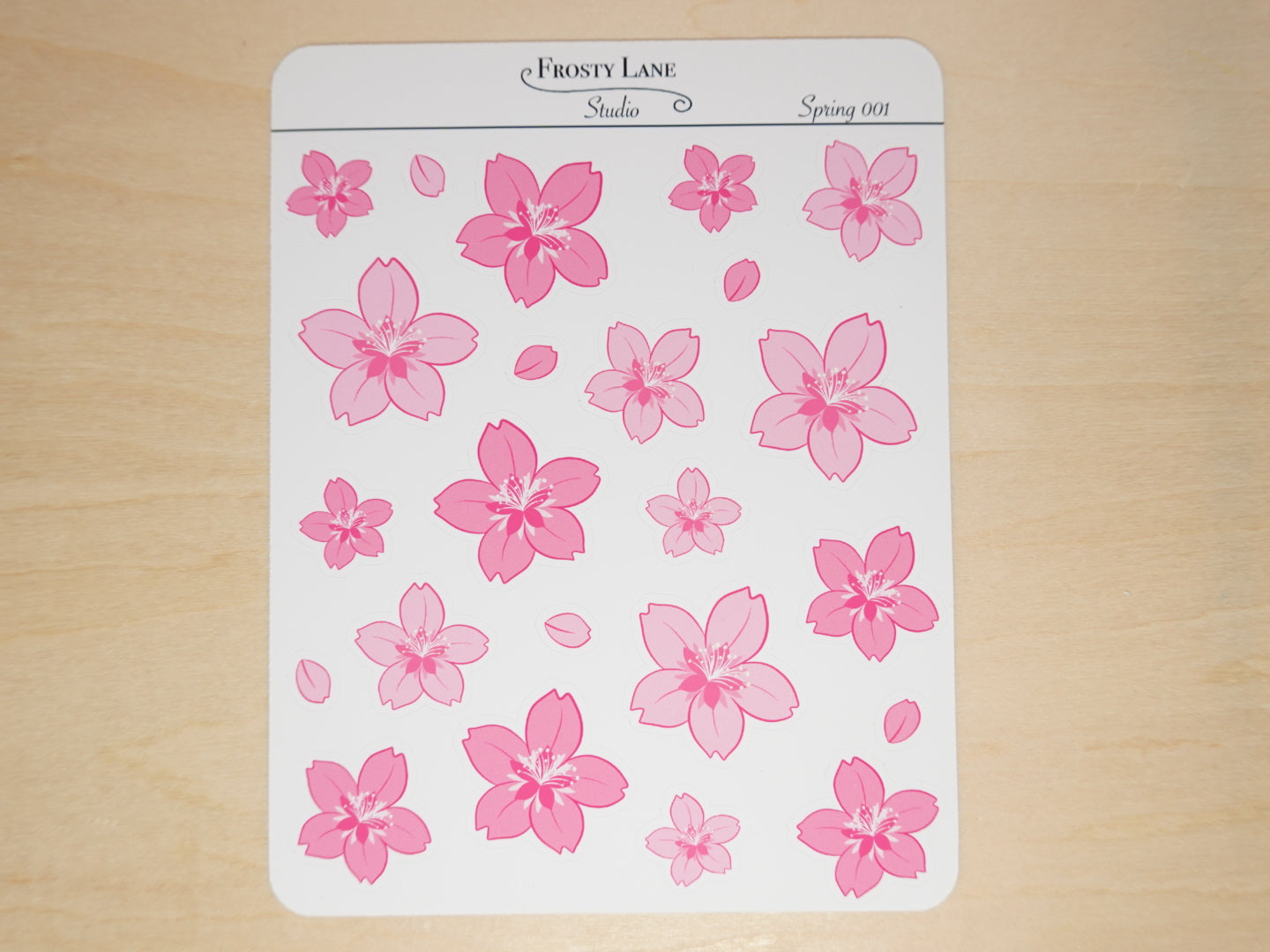 Spring001. Pink Cherry Blossom Sticker Sheet