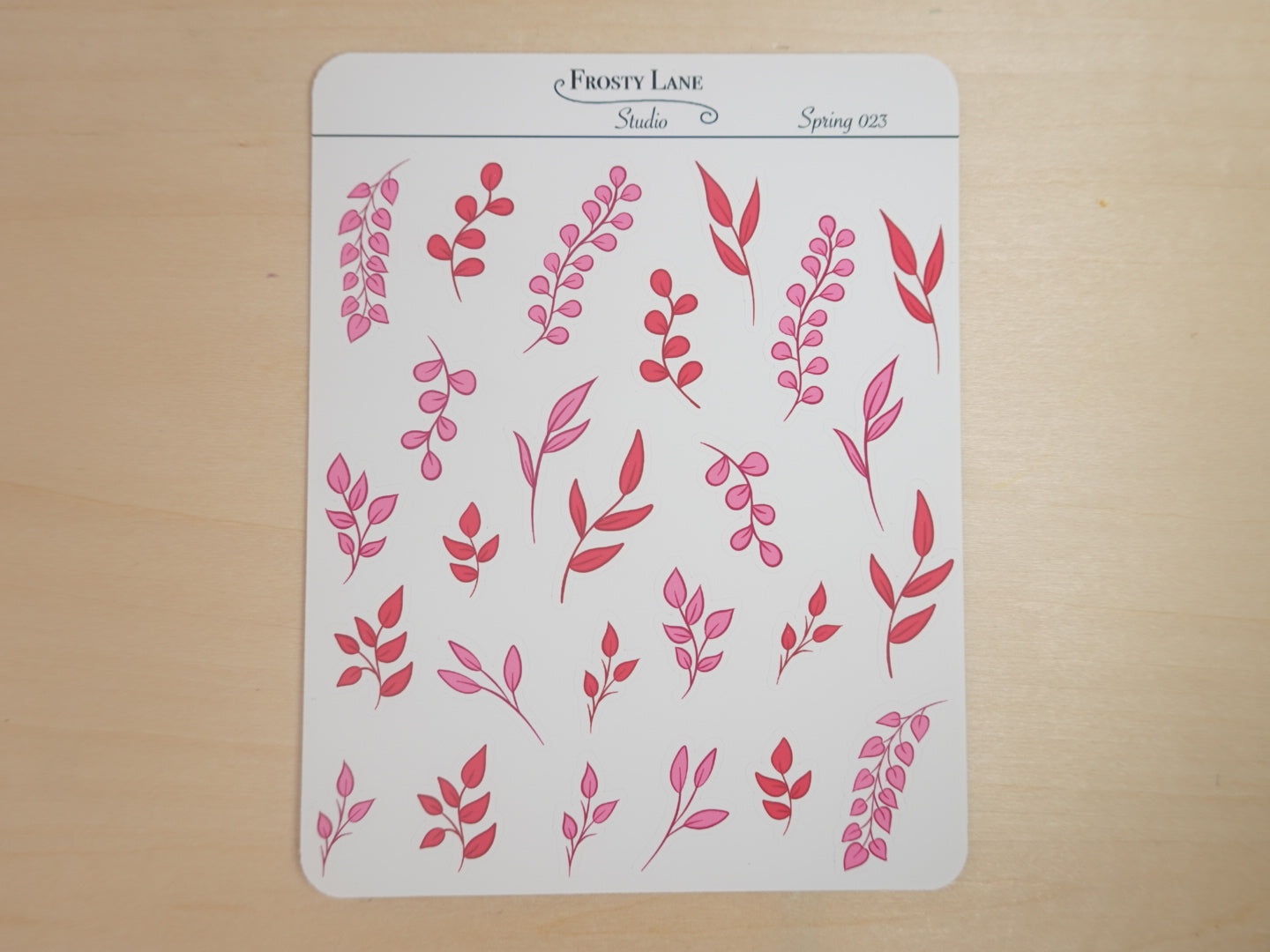 Spring023. Pink and Red Leaves Sticker Sheet