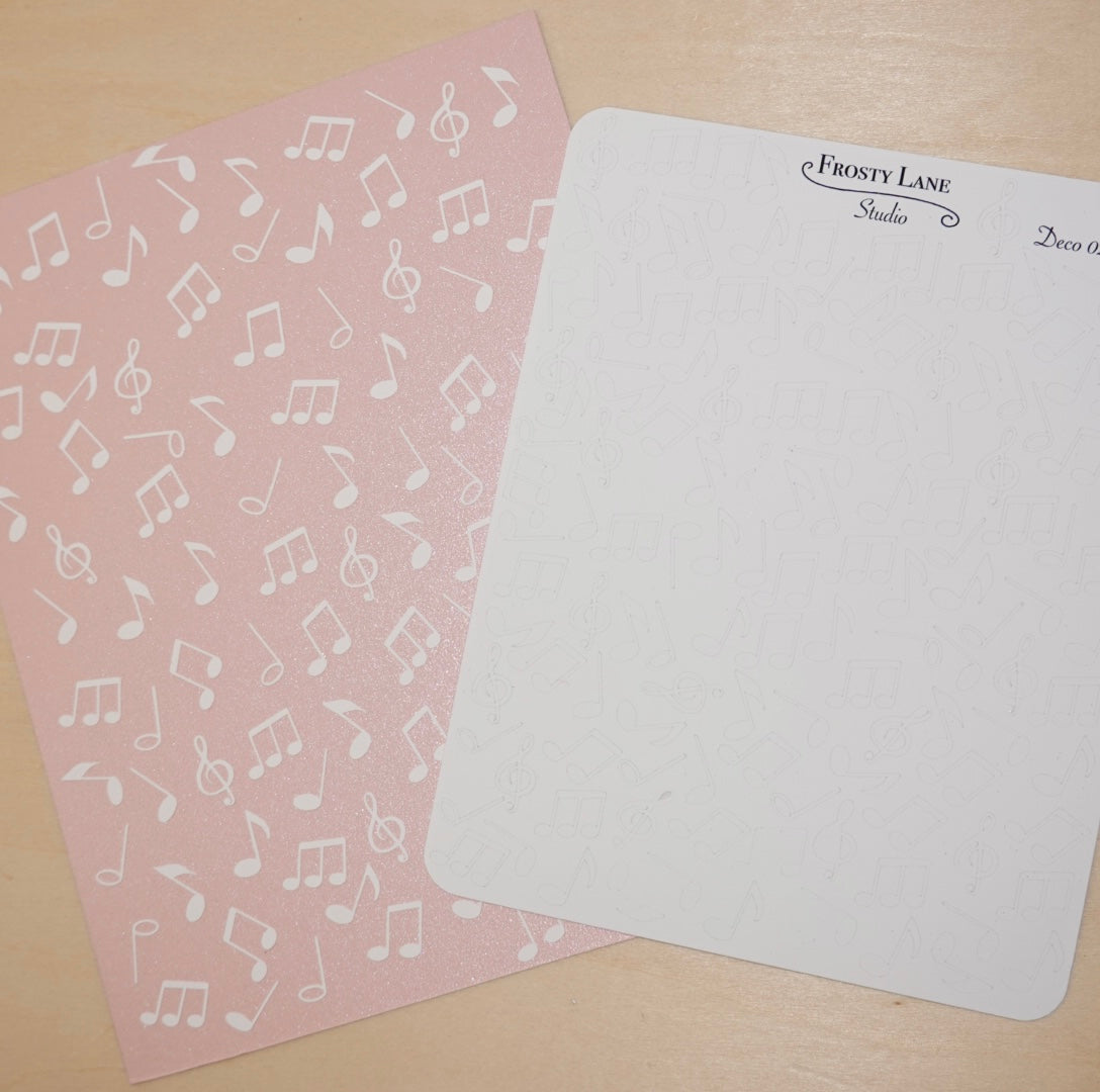 Deco020.i. White Music Notes Sticker Sheet