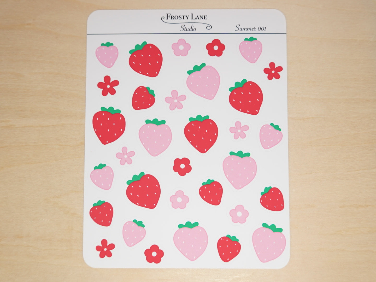 Summer001. Strawberry Sticker Sheet