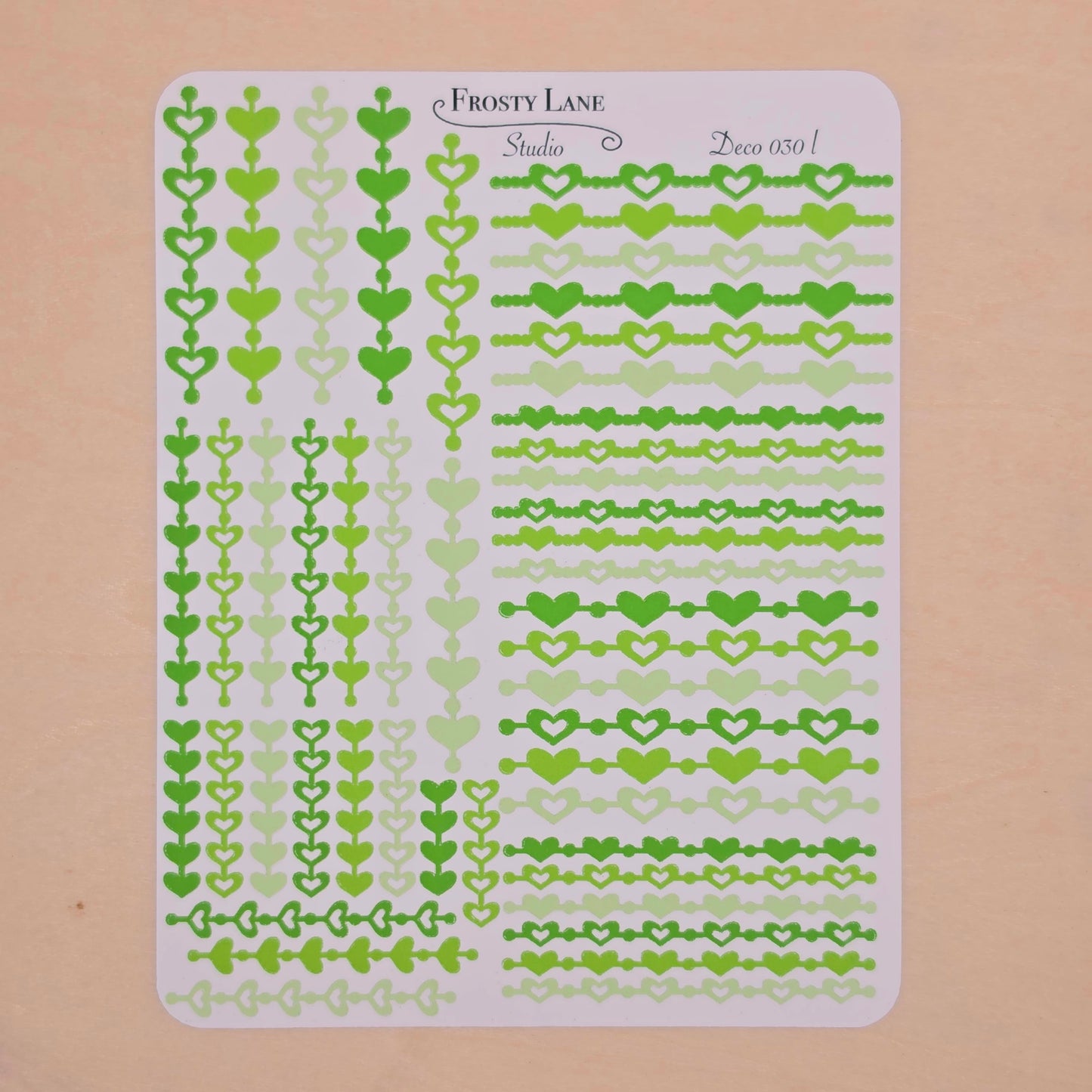 Deco030.l. Lime Heart Chain Sticker Sheet