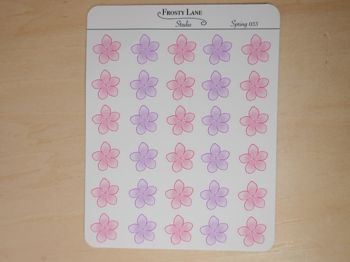 Spring033. Mini Pink and Purple Cherry Blossom Sticker Sheet