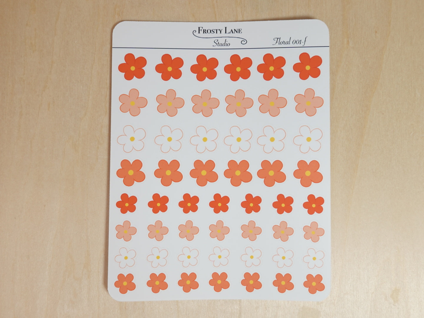 Floral 001 F. Mini Orange Florals Sticker Sheets