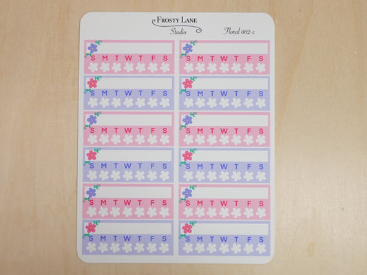 Floral 002 C  Pink and Purple Florals Habit Tracker Sticker Sheets