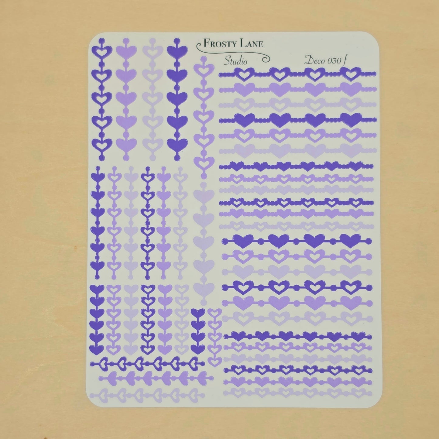 Deco030.f. Purple Heart Chain Sticker Sheet