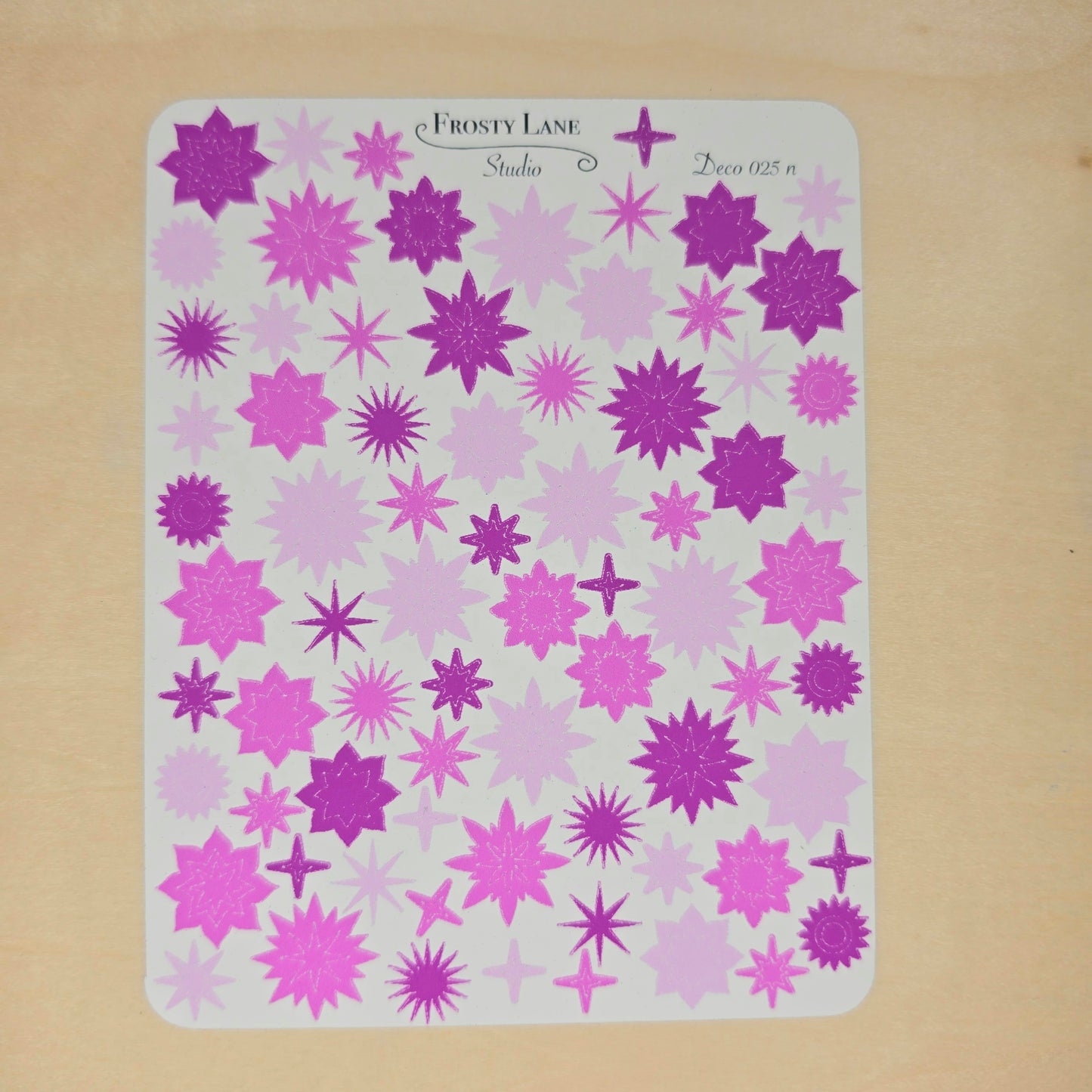 Deco025.n. Fuchsia Sunburst Sticker Sheet