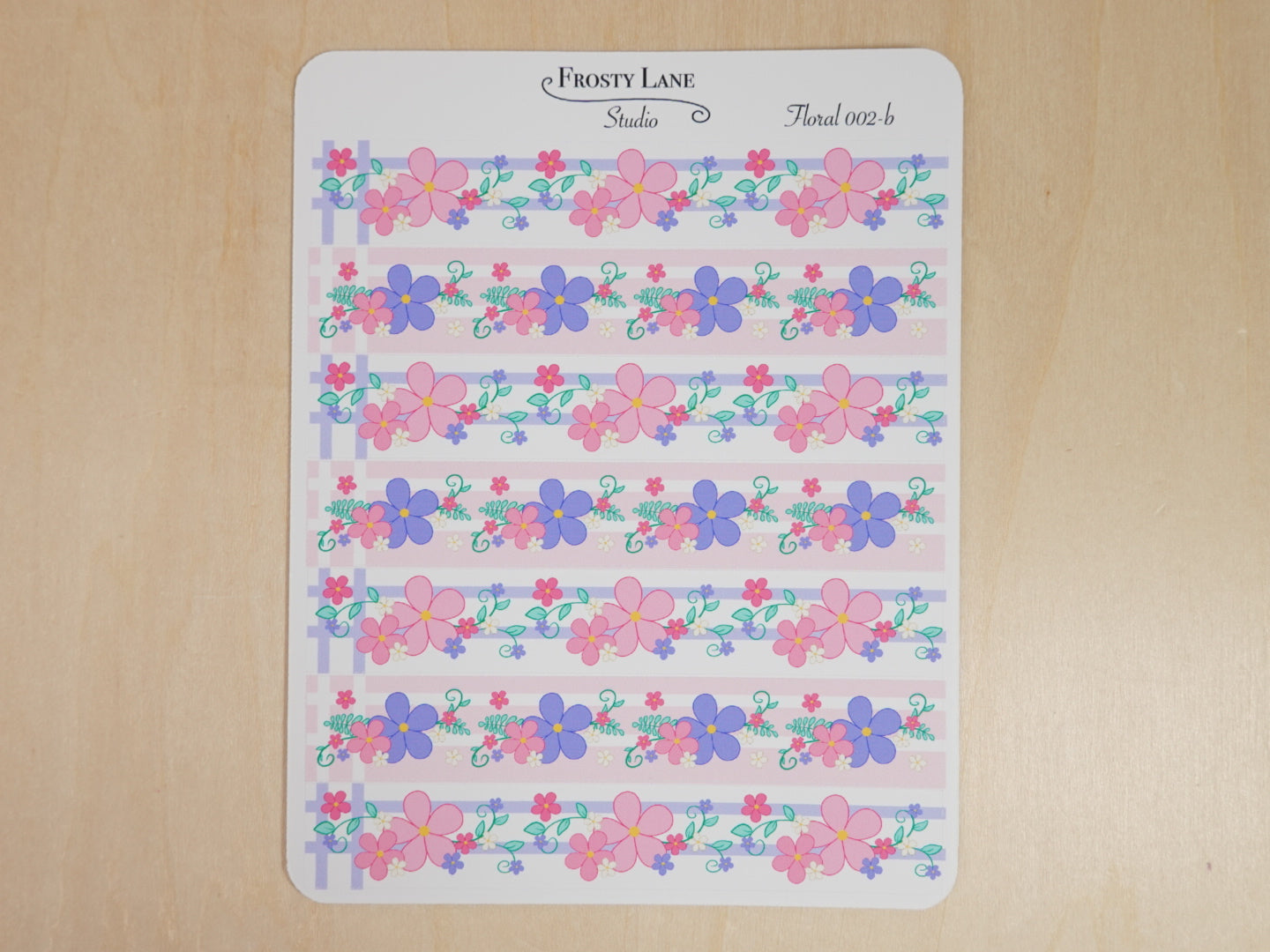 Floral 002 B Pink and Purple Florals Washi Sticker Sheets