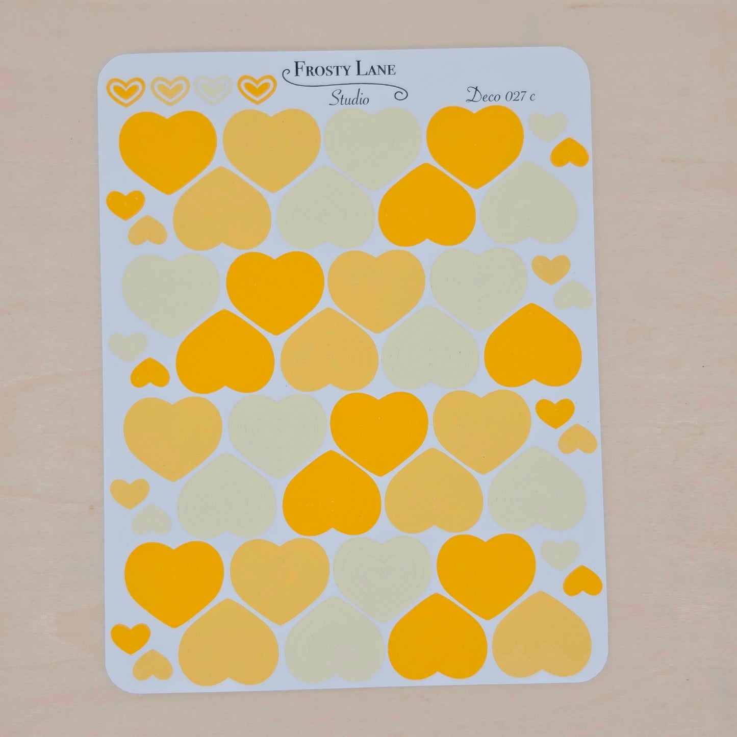 Deco027.c. Yellow Heart Outline Sticker Sheet
