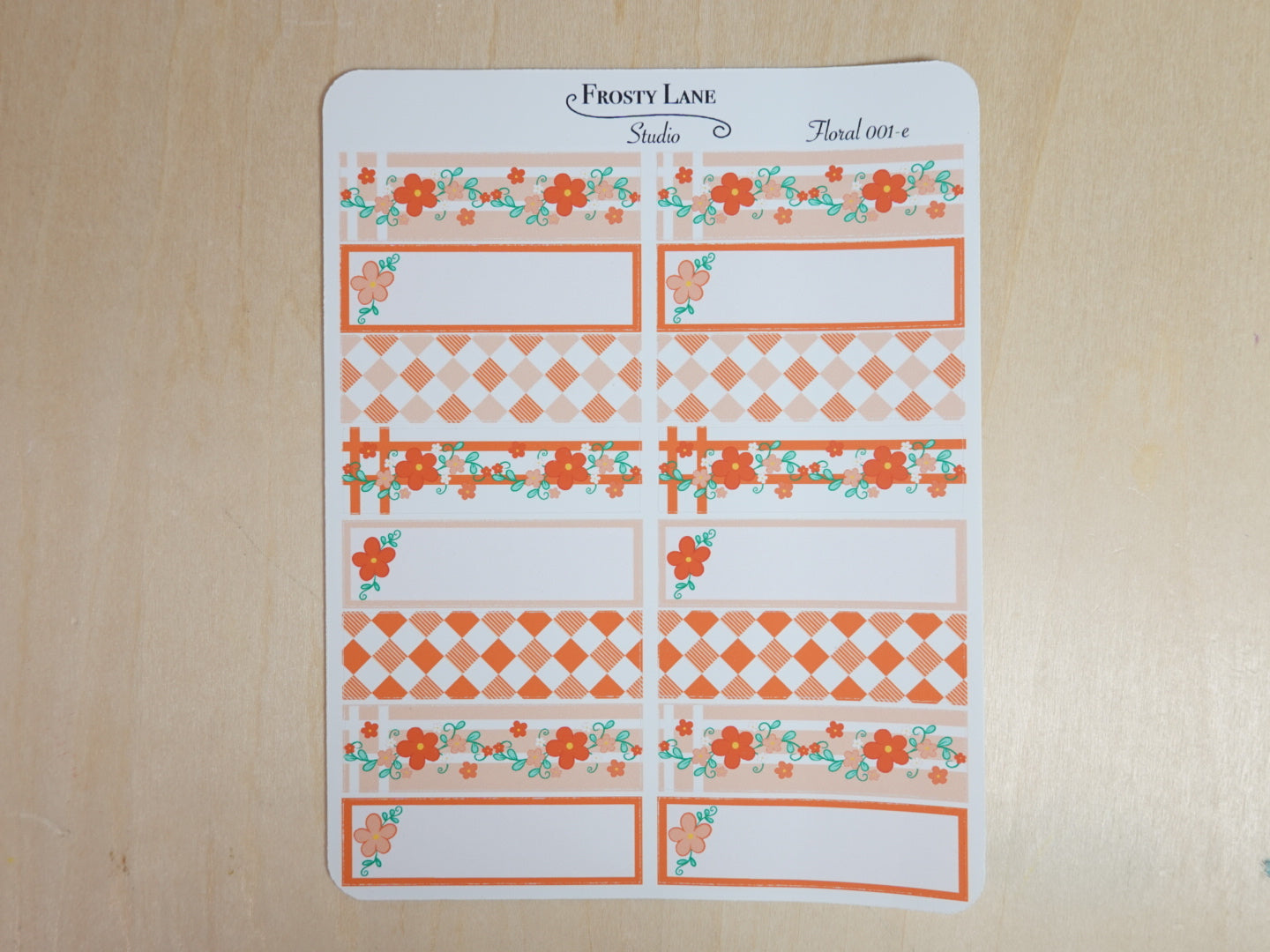 Floral 001 E. Orange Florals Mini Notes & Washi Sticker Sheets