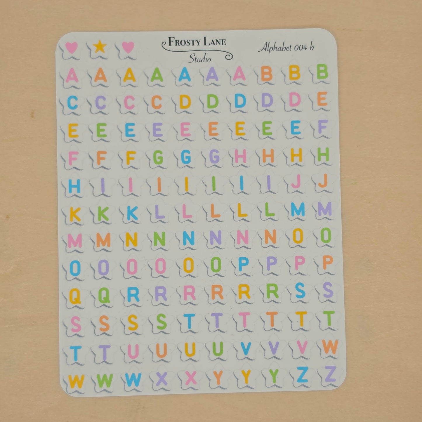 Alphabet 004.b rainbow letters and white star