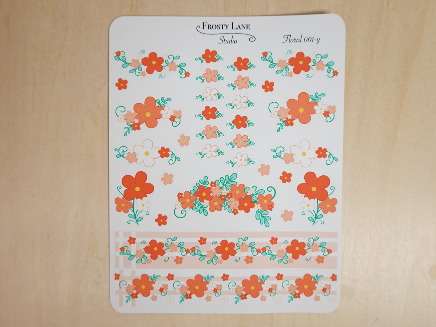 Floral 001 Y. Orange Florals & Washi Sample Sticker Sheets