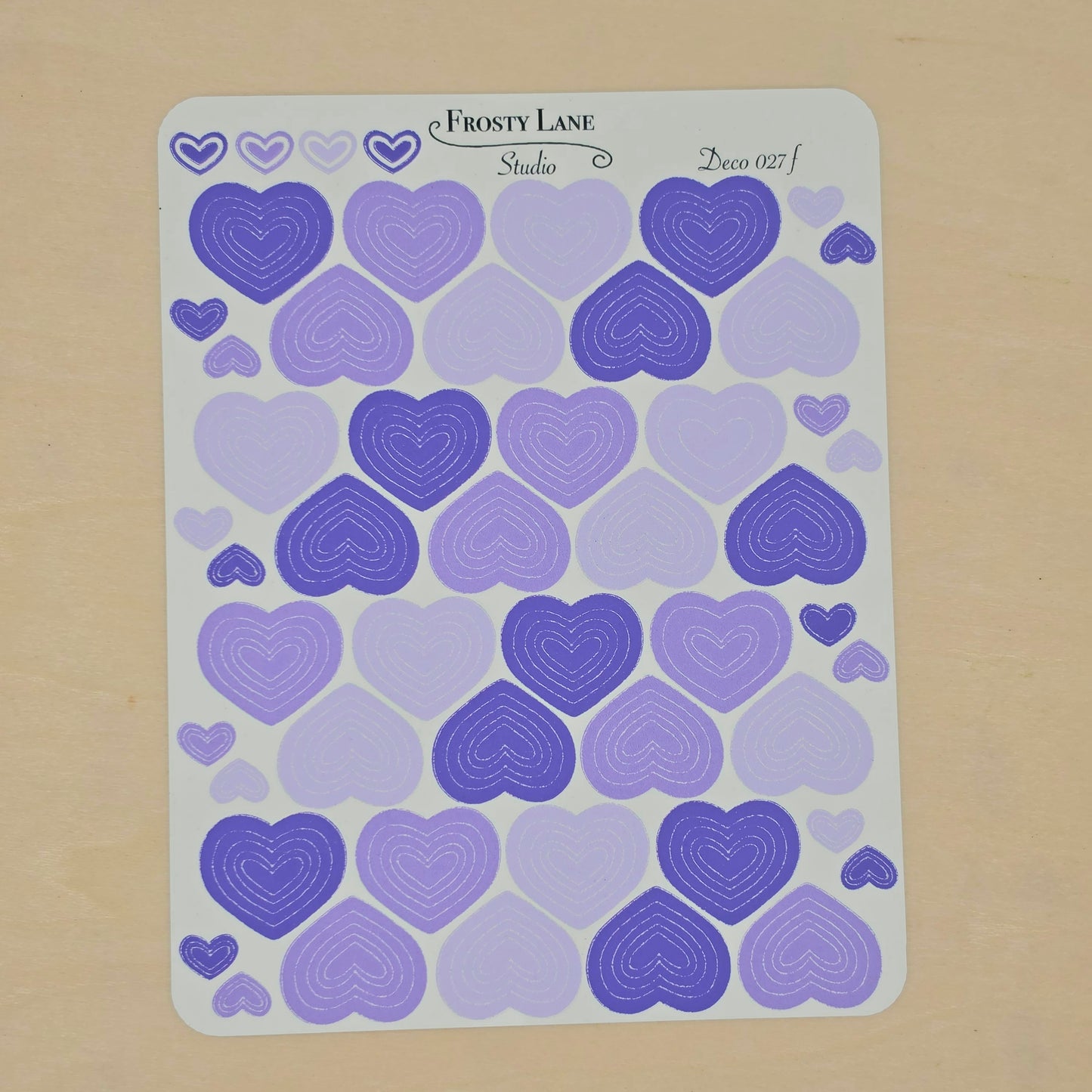 Deco027.f. purple Heart Outline Sticker Sheet