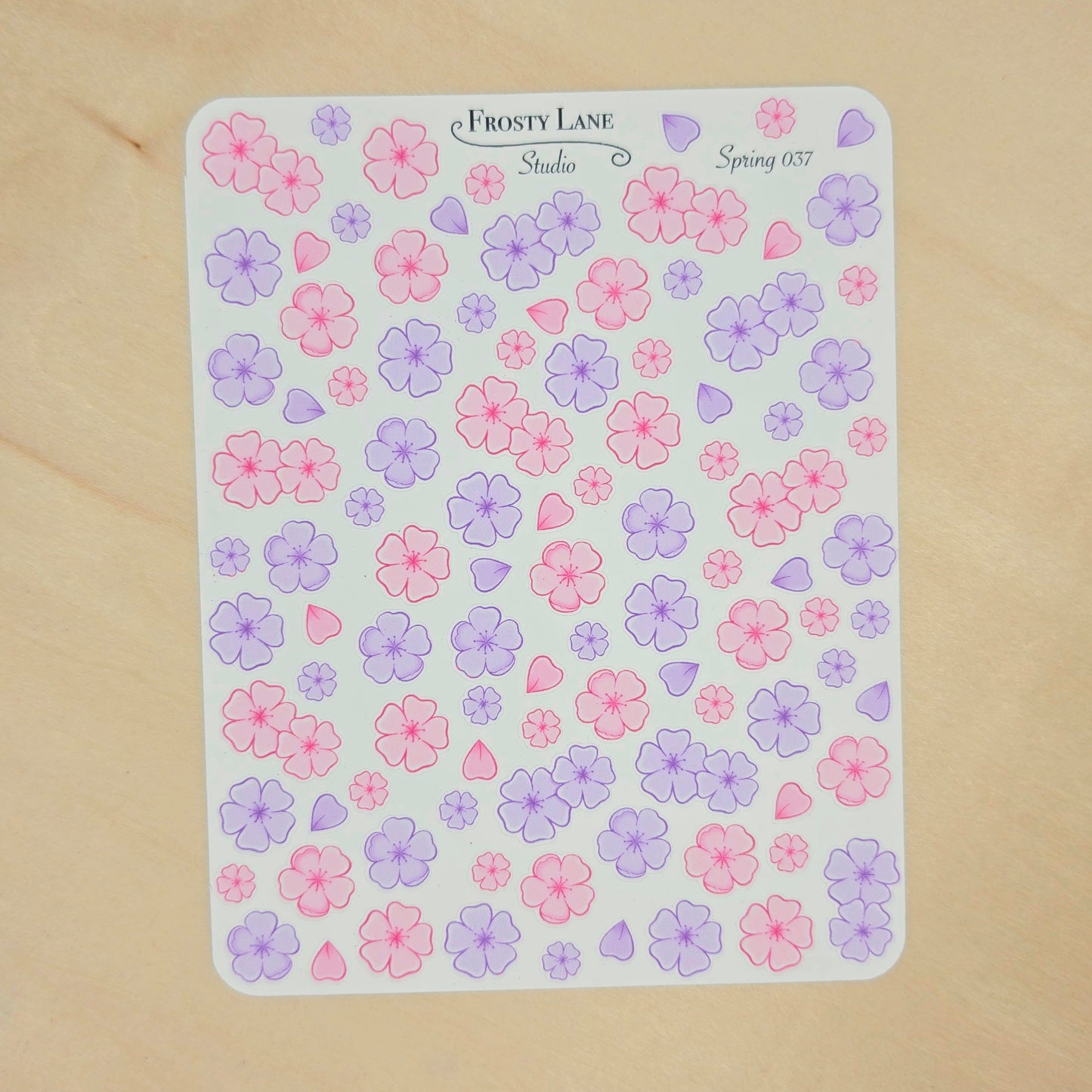 Spring037. Mini Pink Purple Blossom Sticker Sheet