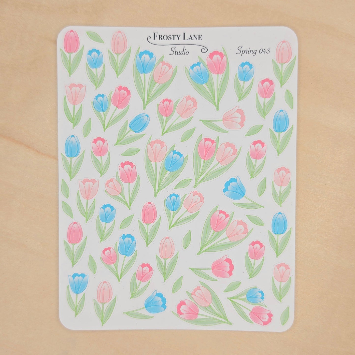 Spring043. Tulip Sticker Sheet (blue and pink)