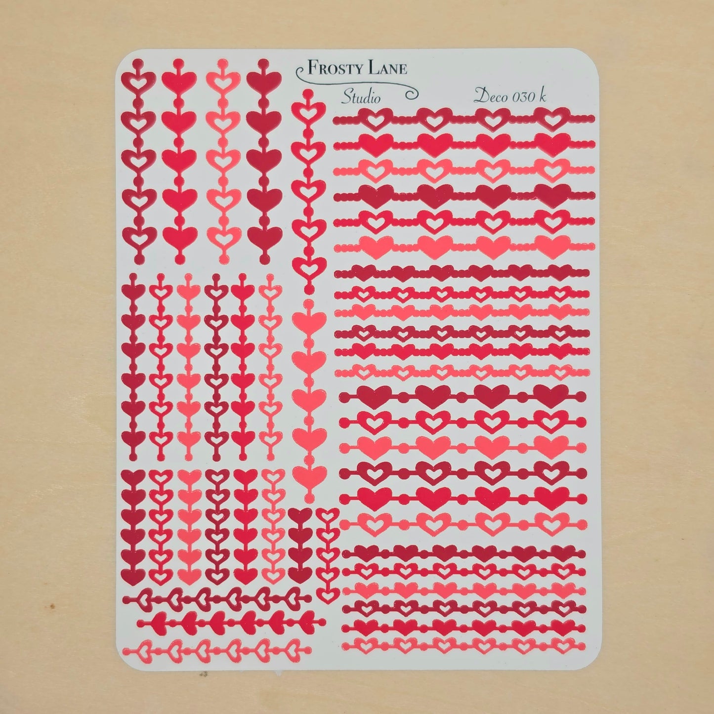 Deco030.k. Red Heart Chain Sticker Sheet