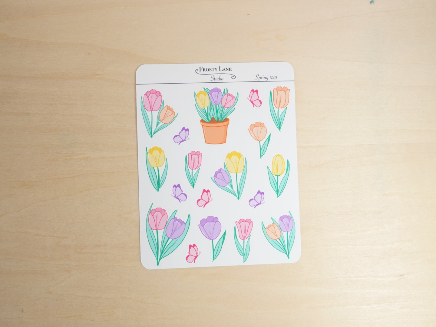 Spring020. Pastel Tulip Sticker Sheet