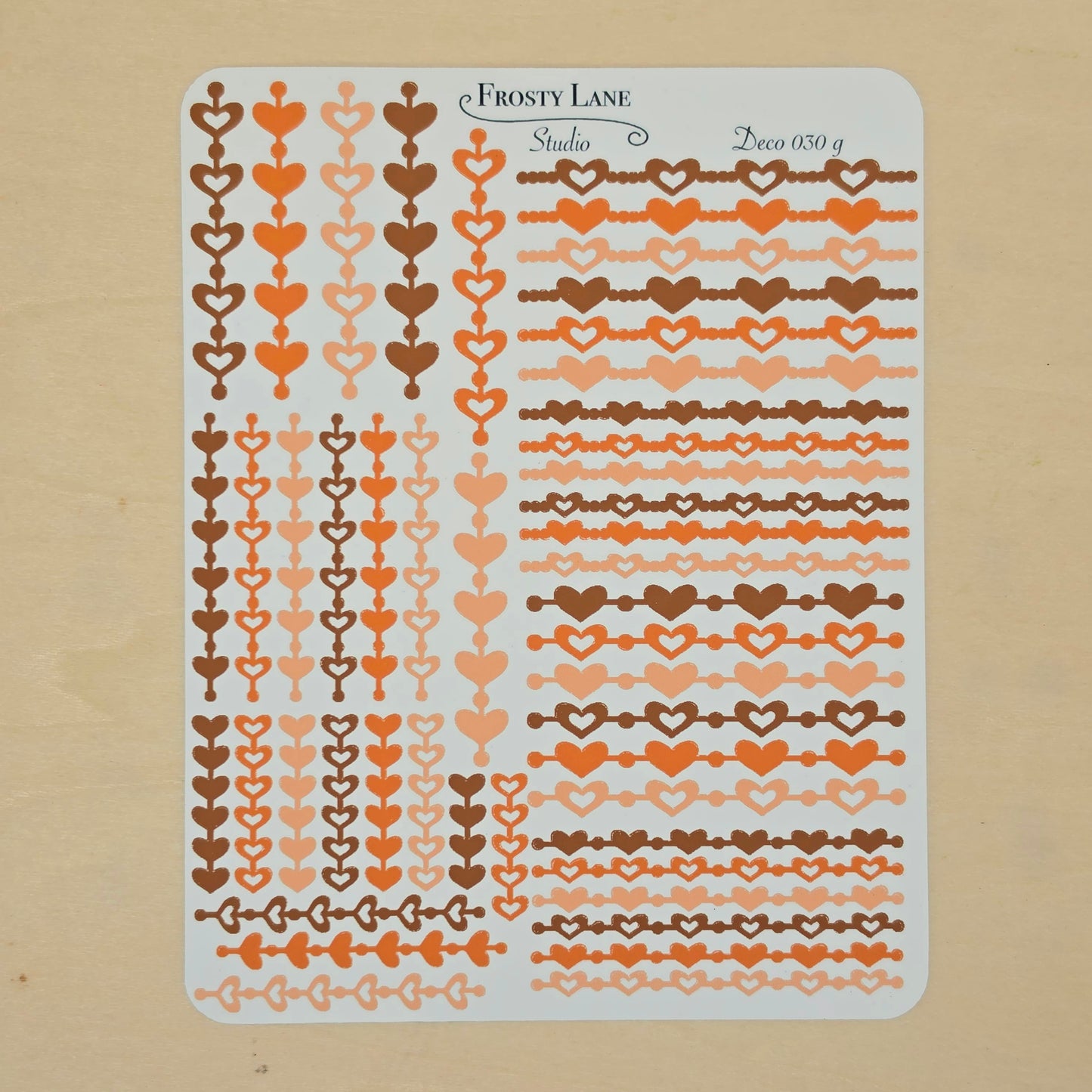 Deco030.g. Brown Heart Chain Sticker Sheet