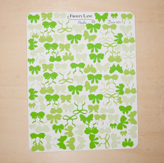 Deco024.l. Lime Green Bow Sticker Sheet