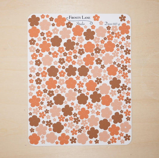 Deco023.g. Brown Mini Flower Sticker Sheet