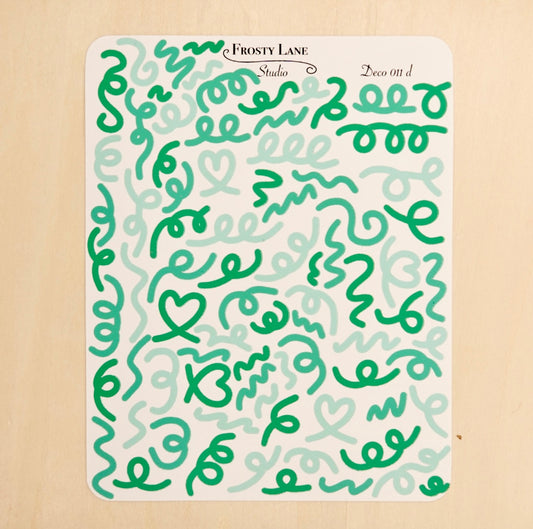 Deco011.d. Green Confetti Outline Sticker Sheet