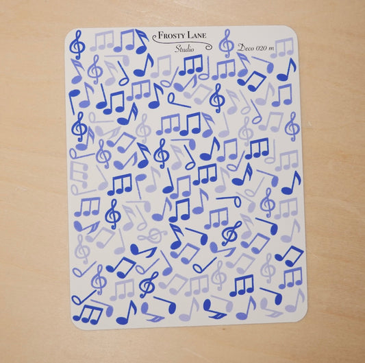 Deco020.m. Royal Blue Music Notes Sticker Sheet