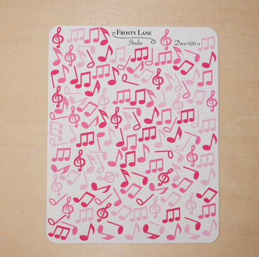 Deco024.a. Pink Music Notes Sticker Sheet