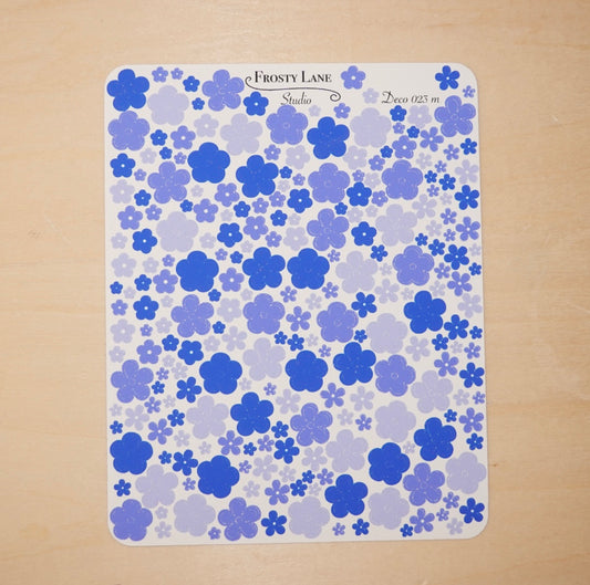 Deco023.m. Royal Blue Green Mini Flower Sticker Sheet
