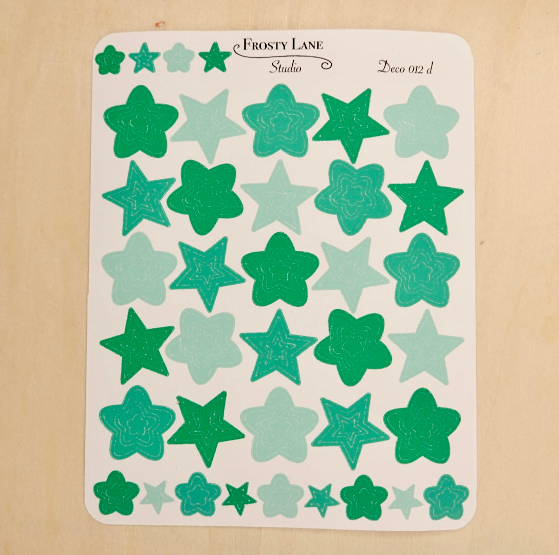 Deco012.d.Green Star Outline Sticker Sheet