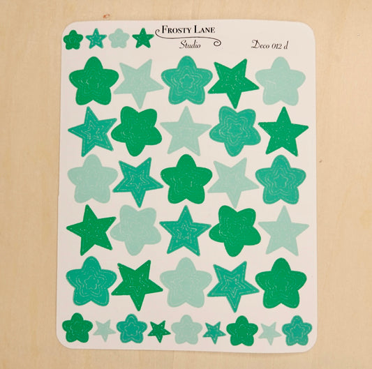 Deco012.d.Green Star Outline Sticker Sheet