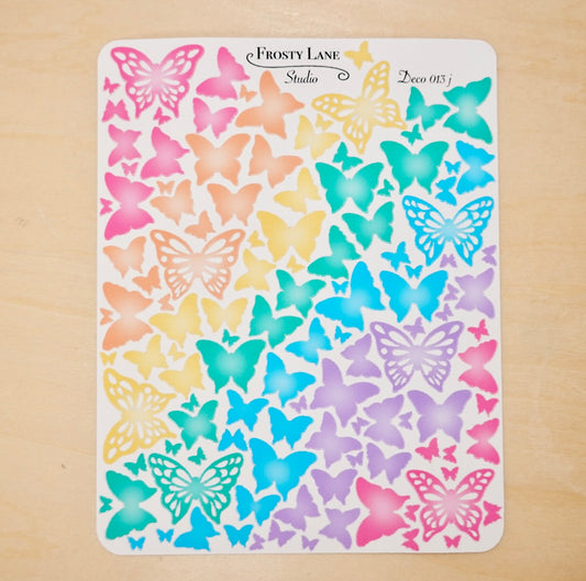 Deco013.j. Rainbow Butterfly Sticker Sheet