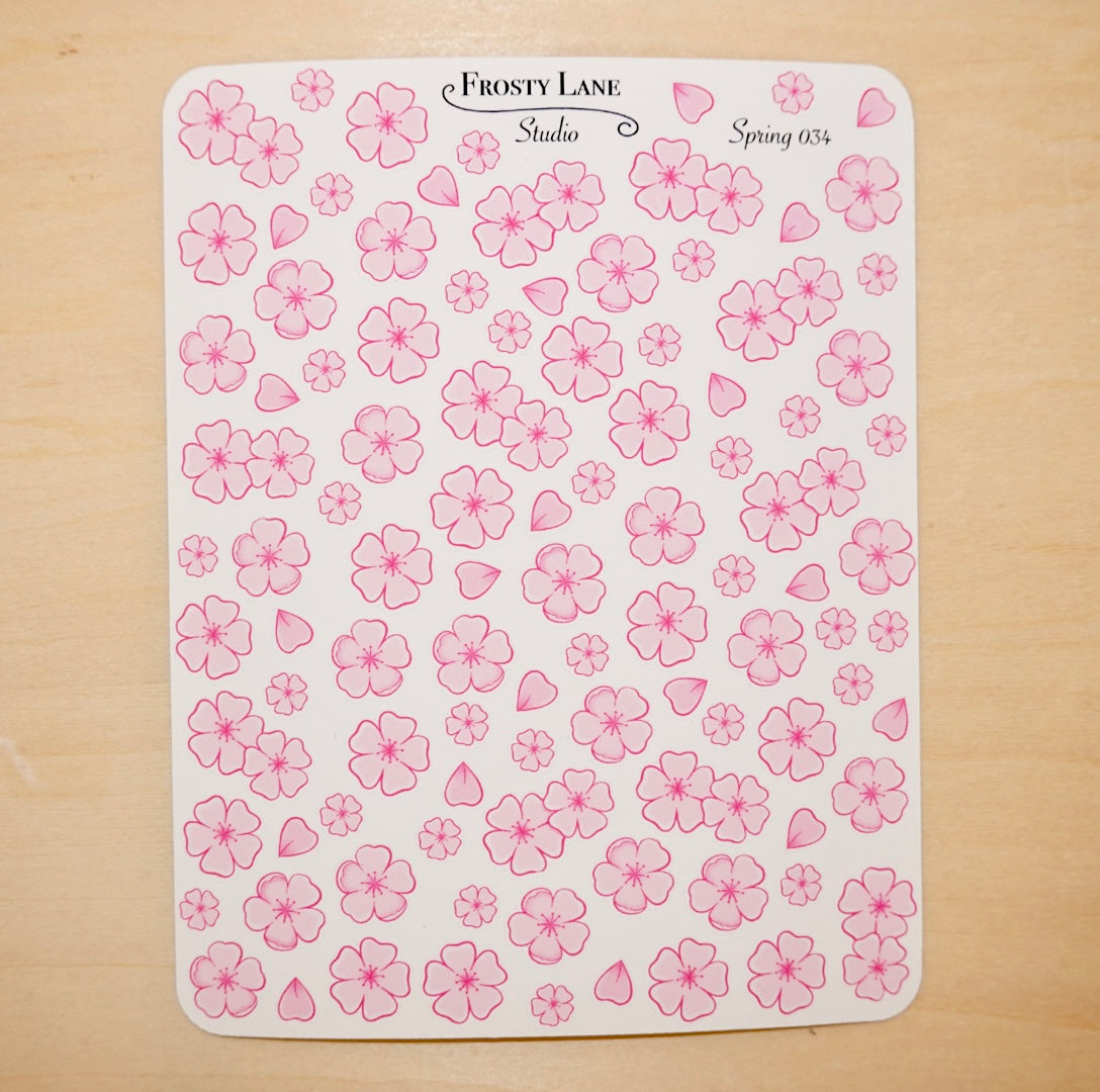 Spring034. Mini Pink Blossom Sticker Sheet