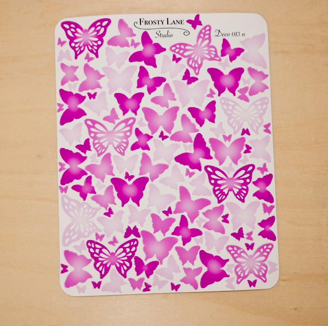 Deco013.n. Fuchsia Butterfly Sticker Sheet