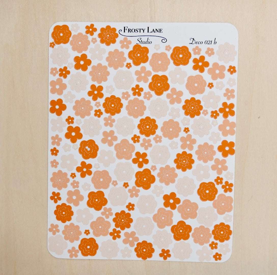 Deco021.b. Orange Flower Outline Sticker Sheet