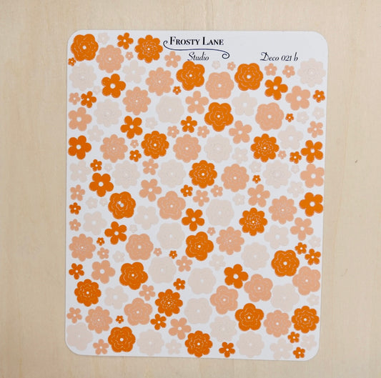 Deco021.b. Orange Flower Outline Sticker Sheet