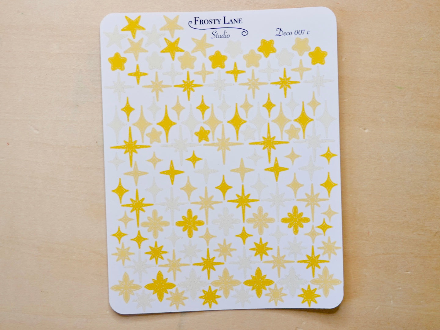 Deco007.c. Yellow Stars and Sparkles Sticker Sheet