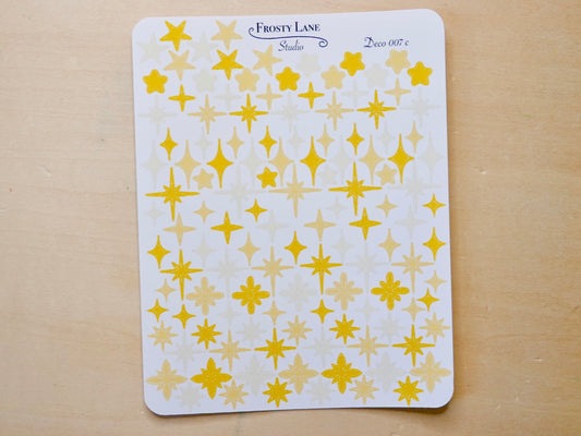 Deco007.c. Yellow Stars and Sparkles Sticker Sheet