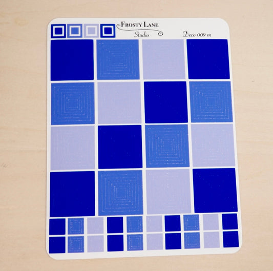Deco009.m. Royal Blue Square Outline Sticker Sheet