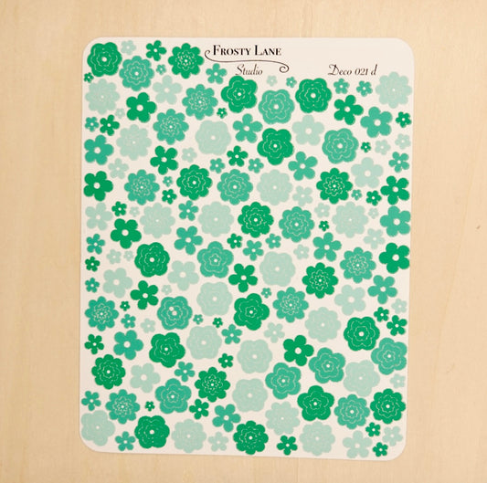 Deco021.d. Green Flower Outline Sticker Sheet