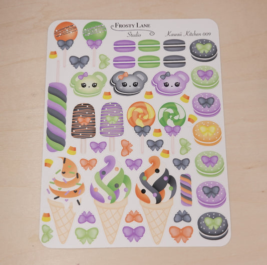 Kawaii Kitchen 009. Halloween Desserts, Cake pop, Ice cream Sticker Sheet