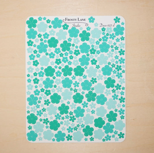 Deco023.d. Green Mini Flower Sticker Sheet