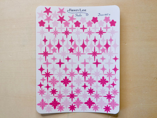 Deco007.a. Pink Stars and Sparkles Sticker Sheet