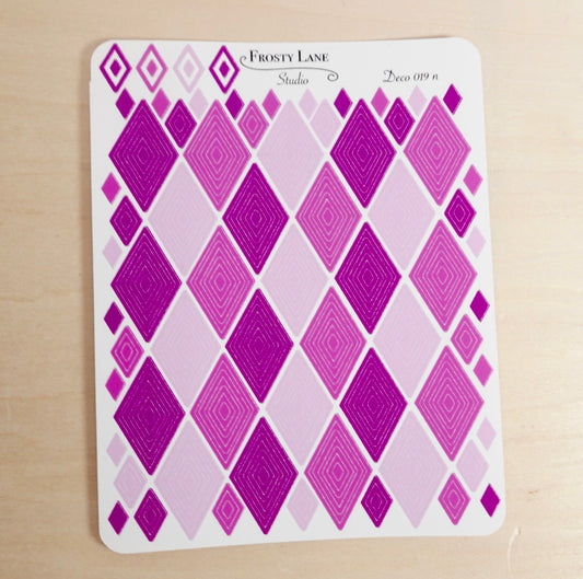 Deco019.n. Fuchsia Diamond Outline Sticker Sheet