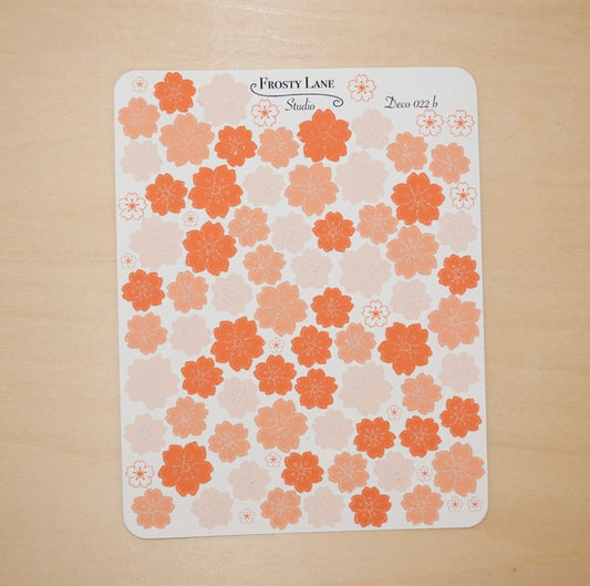 Deco022.b. Orange Sakura Outline Sticker Sheet