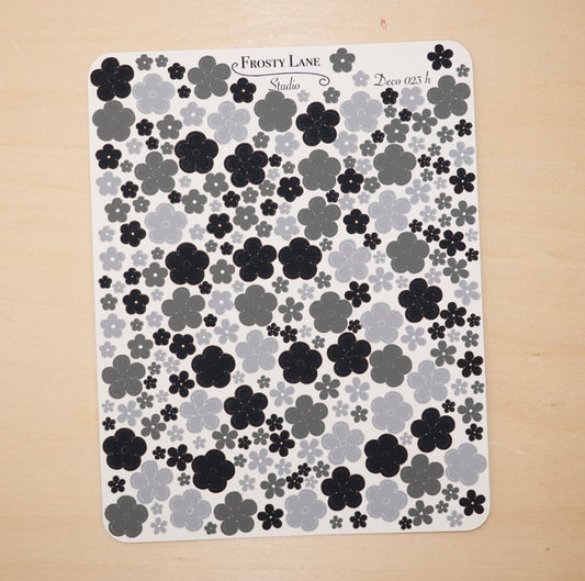 Deco023.h. Black Mini Flower Sticker Sheet