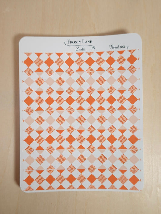 Floral 001 G. Orange Washi Strip Sticker Sheets