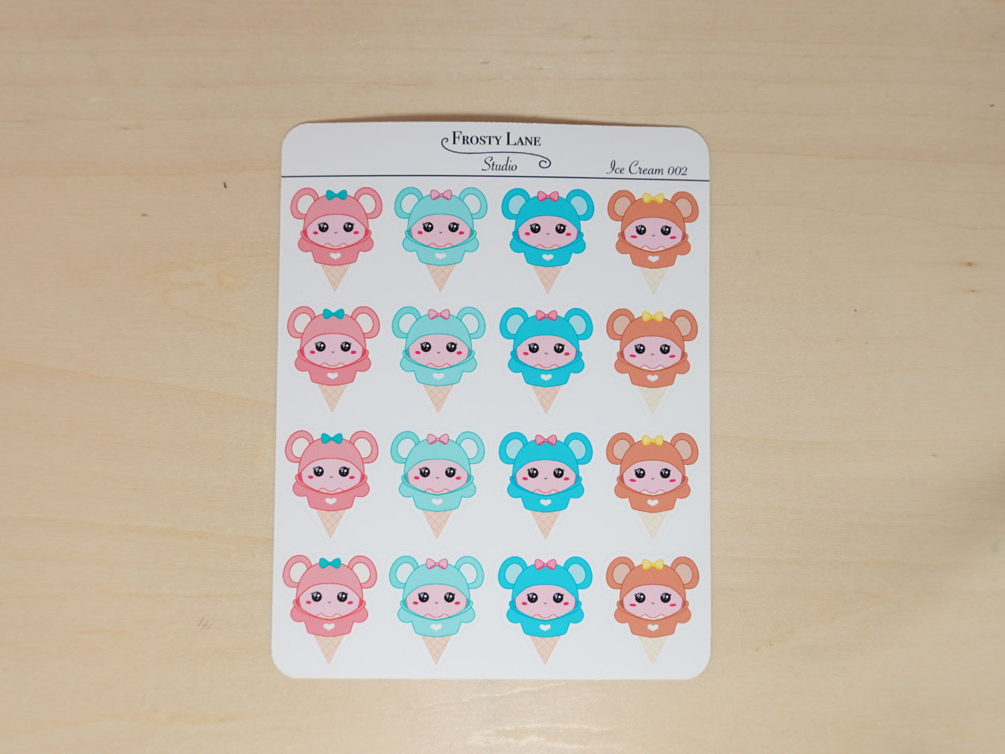 IceCream002. Ice Cream Bear Hoodie Sticker Sheet