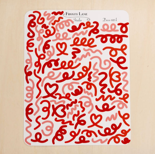 Deco011.k. Red Confetti Outline Sticker Sheet