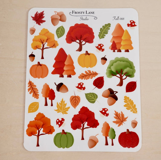 Fall018. Autumn Tree Sticker Sheet