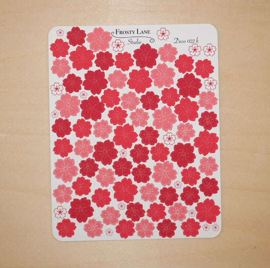 Deco022.k. Red Sakura Outline Sticker Sheet