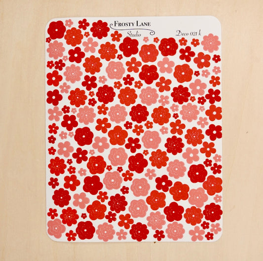Deco021.k. Red Flower Outline Sticker Sheet